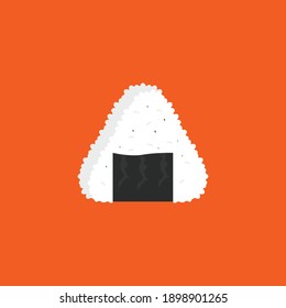 onigiri illustration with topping seaweed. Onigiri vector illustration flat design style, japan food illustration