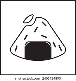 diseño vectorial de ilustración onigiri en colores rojo y amarillo. Adecuado para afiches, banners, logos, íconos, sitios web, diseños de camisetas, pegatinas, conceptos, anuncios.