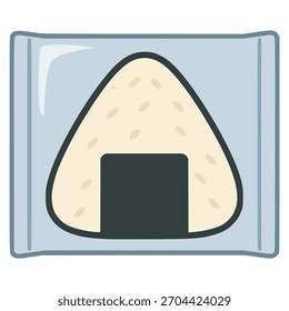 Onigiri dentro del paquete de plástico Snack Flat Color Ilustración vectorial Diseño de Plantilla