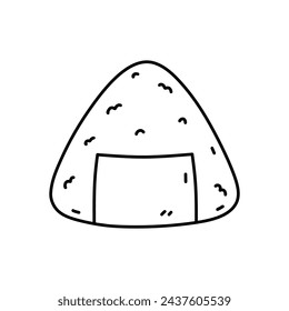 Onigiri isolated on white background. Japanese food. Vector hand-drawn doodle illustration. Perfect for decorations, menu, logo, various designs.