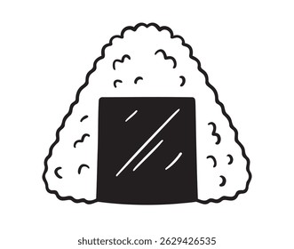 Onigiri or Japanese rice ball triangle icon doodle hand drawn. Outline line drawing clipart symbol . Vector illustration