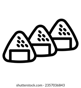 Onigiri japanische Sandwich-Linie Symbol, asiatische Lebensmittel-Konzept, musubi nigirimeshi Reis Ball Vektorzeichen auf weißem Hintergrund, Umriss-Stil Symbol für mobiles Konzept und Web-Design. Vektorgrafik