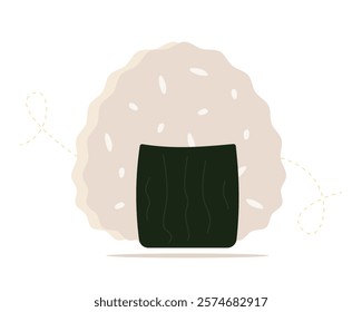 Onigiri Japanese traditional rice dish, white rice wrapped in seaweed. Vector illustration