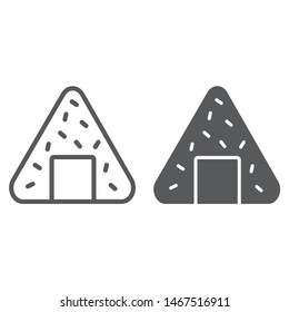 Onigiri line and glyph icon, asian and food, japanese meal sign, vector graphics, a linear pattern on a white background, eps 10.