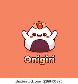 Logo del personaje de mascota Onigiri para la comida coreana