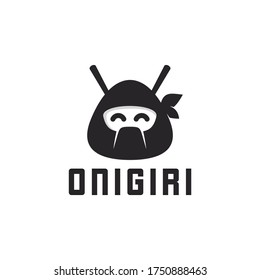 Onigiri and ninja logo combination. Simple logo design.