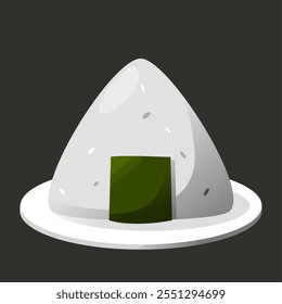 Onigiri on the plate look so shine in black background