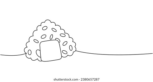 Onigiri one line continuous drawing. Japanese cuisine, traditional food continuous one line illustration. Vector minimalist linear illustration.