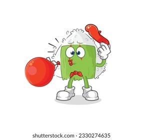 the onigiri pantomime blowing balloon. cartoon mascot vector