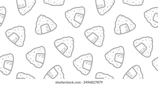 onigiri pattern background. Japanese food seamless pattern. onigiri rice balls doodle illustration. Onigiri Japanese Food Pattern background. Japanese rice balls seamless pattern background.