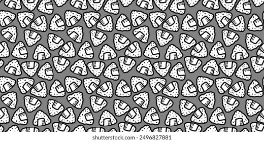 onigiri pattern background. Japanese food seamless pattern. onigiri rice balls doodle illustration. Onigiri Japanese Food Pattern background. Japanese rice balls seamless pattern background.