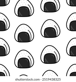 onigiri pattern background. Japanese food seamless pattern. onigiri rice balls illustration. Onigiri Japanese Food Pattern background. Japanese rice balls seamless pattern background.