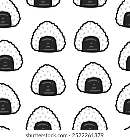 onigiri pattern background. Japanese food seamless pattern. onigiri rice balls illustration. Onigiri Japanese Food Pattern background. Japanese rice balls seamless pattern background.
