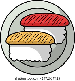 Onigiri pillow of vinegared rice vector color icon design, Pan-Asian cuisine symbol, Most Popular Dishes Sign,Casual eats stock illustration, Sashimi or Nigirizushi Concept