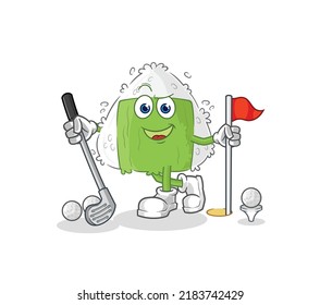 the onigiri playing golf vector. cartoon character