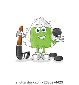 the onigiri playing hockey vector. cartoon character