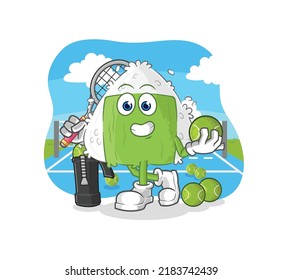the onigiri plays tennis illustration. character vector