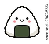 Onigiri rice ball cute cartoon style with smiling face isolated for menu or stickers