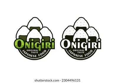 Onigiri rice ball japanese food design logo for label product, shop logo, stamp, banner, and more