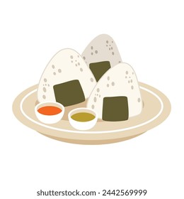 Onigiri rice ball vector illustration, japanese food clip art
