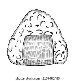 onigiri rice japan or japanese traditional food doodle hand drawn sketch with outline style