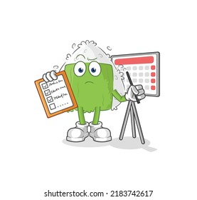 el vector de lista de programación de onigiri. personaje de caricatura