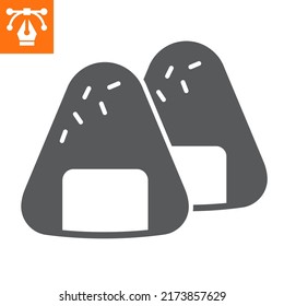 Icono sólido de Onigiri, icono de estilo glifo para sitio web o aplicación móvil, bola y nori, icono de vector onigiri, ilustración vectorial simple, gráficos vectoriales con trazos editables.