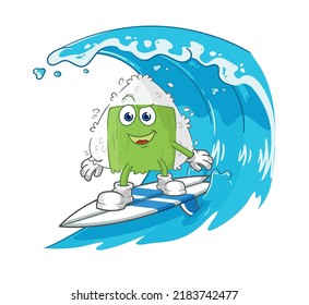 the onigiri surfing character. cartoon mascot vector