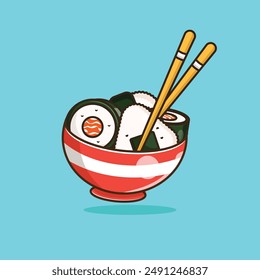 onigiri and sushi food vector design