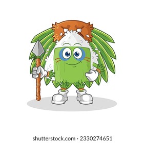 the onigiri tribal man mascot. cartoon vector