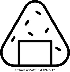 Onigiri Vector Icon in Outline Style. Vector illustration icon can be used for an app, website, or part of a logo.