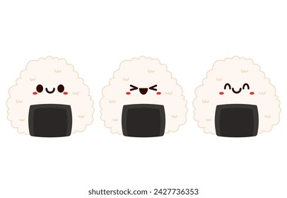 Vector Onigiri. Onigiri sobre fondo blanco. Mascota Onigiri.