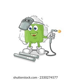 the onigiri welder mascot. cartoon vector