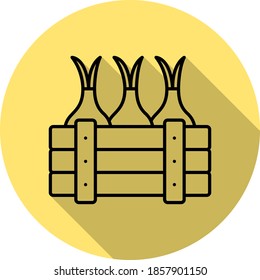 Onion, basket icon in long shadow style