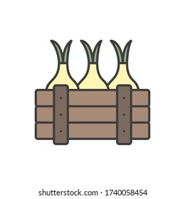Onion, basket icon. Simple outline colored vector of amusement icons for ui and ux, website or mobile application