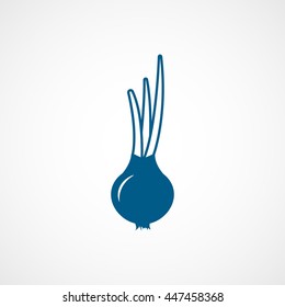 Onion Blue Flat Icon On White Background