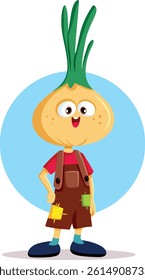 
The Onion Boy Vector Cartoon Character Design. Funny character with a vegetable face mascot illustration
