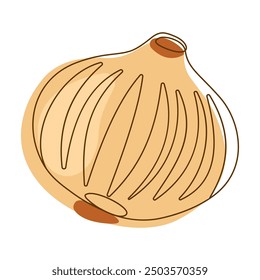 Onion Bulb Aromatic Vegetable Spice Condiment in Line Art Style