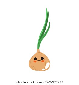 Bombilla de cebolla con cara sonriente suave como imagen de vectores de alimentación dietógena