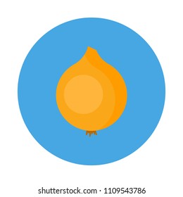 Onion bulb flat icon isolated on blue background. Simple Onion symbol in flat style, vector illustration for web and mobile design.