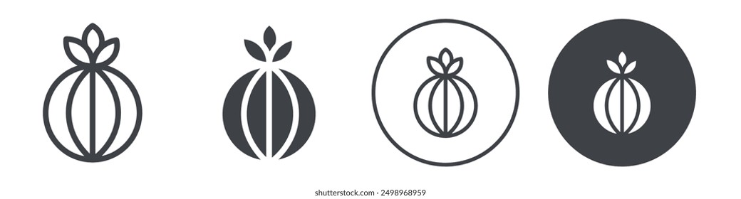 Onion bulb icon Vector illustration in black