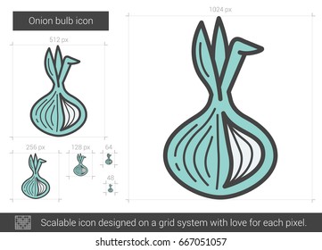 Onion bulb vector line icon isolated on white background. Onion bulb line icon for infographic, website or app. Scalable icon designed on a grid system.
