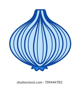 Onion bulb vector line icon isolated on white background. Onion bulb line icon for infographic, website or app. Blue icon designed on a grid system.