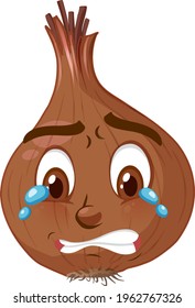 Onion cartoon character with facial expression, illustration