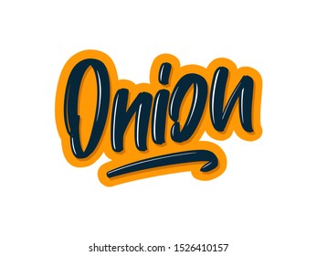 Onion cartoon lettering text. Vector illustration for print and advertising