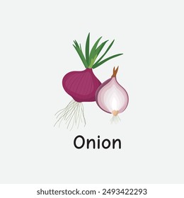 Onion Cartoon Vector Illustration for Kids Learning, Posters, Cards, and Sublimation Prints on White Background
