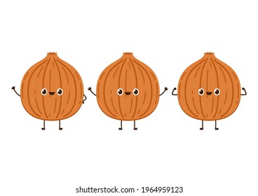 Onion character design. Onion on white background.