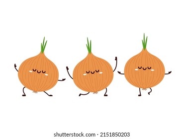 Onion character design. Onion on white background.