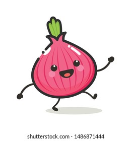 Onion Character Mascot .Fruit & Vegetables Cute Simple icon logo Design Vector