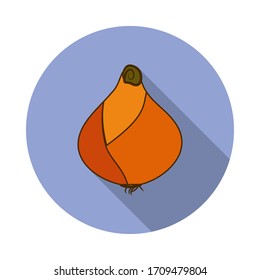 onion colored long shadow icon. Simple color vector of fruit icons for ui and ux, website or mobile application